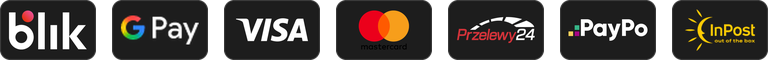 Płatności: BLIK, Google Pay, Visa, Mastercard, Przelewy24, PayPo, InPost