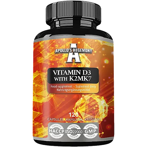 APOLLOS HEGEMONY Vitamin D3 K2 MK7 (d3+k2) (NEW Veggie Caps)
