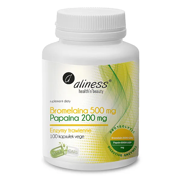 Bromelaina 500 mg, Papaina 200 mg