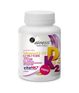 Aliness Naturalna Witamina K2 Forte MK-7 200 µg z Natto + D3