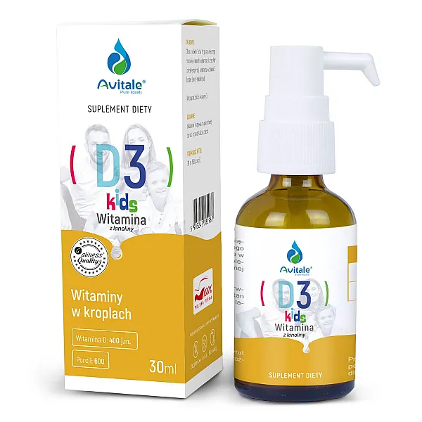 Krople AVITALE Witamina D3 KIDS 400 z lanoliny Olive