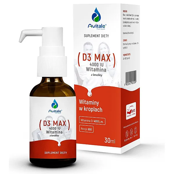 Avitale Witamina D3 4000 krople MAX (oliwa z oliwek)