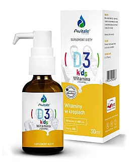 Krople AVITALE Witamina D3 KIDS 400 z lanoliny Olive