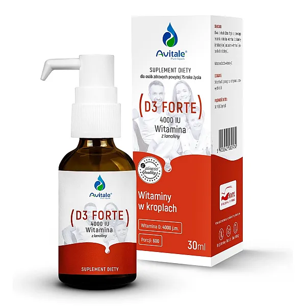 Witamina D3 FORTE 4000 z lanoliny krople - 30ml