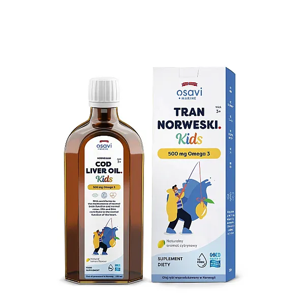Tran Norweski Kids 500mg w płynie (cytryna)