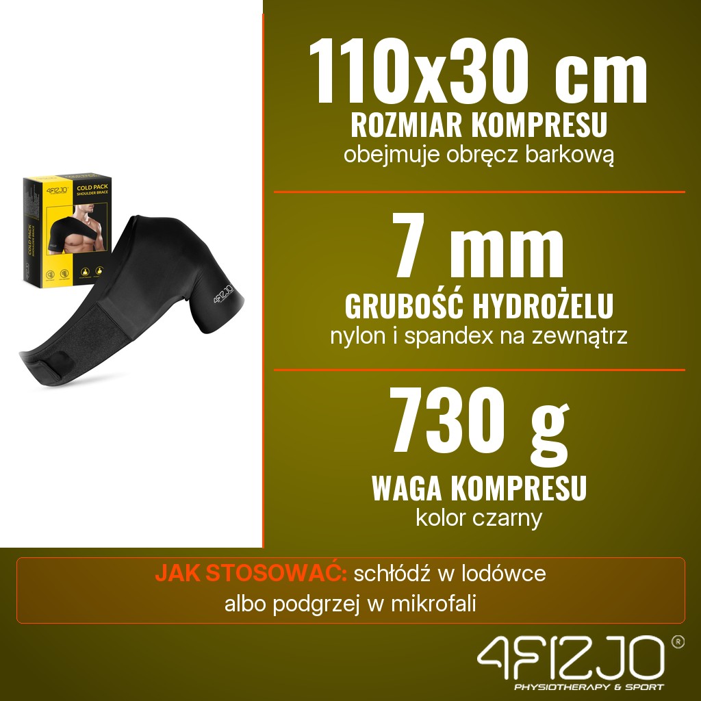 4Fizjo Cold pack elastyczny na bark: 110 x 30 cm, hydrożel 7 mm, 730 g