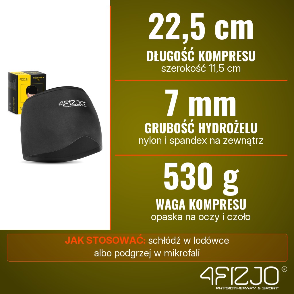 4Fizjo Cold pack elastyczny na głowę: 22,5 x 11,5 cm, hydrożel 7 mm, 530 g