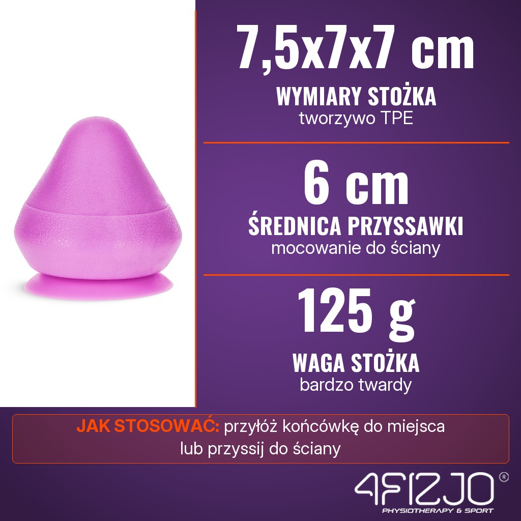 4Fizjo Stożek do masażu fioletowy: 7,5 x 7 x 7 cm, przyssawka 6 cm, 125 g