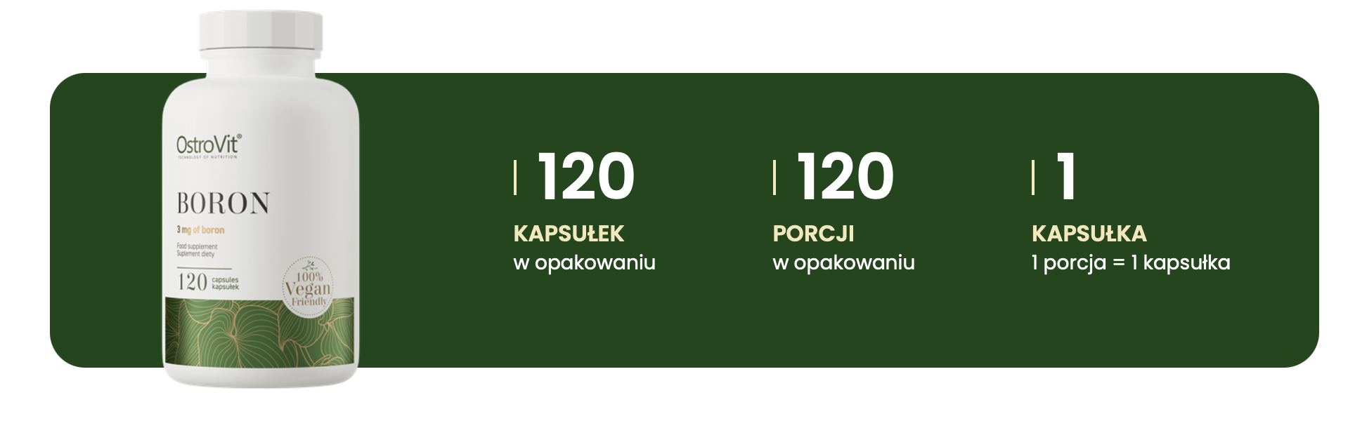 OstroVit Boron: 120 kapsułek, 120 porcji, 1 porcja to 1 kapsułka