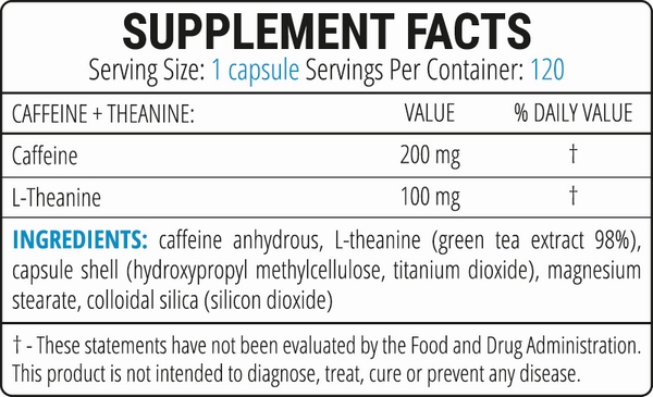 Apollo's Hegemony Caffeine + Theanine: informacja żywieniowa z etykiety