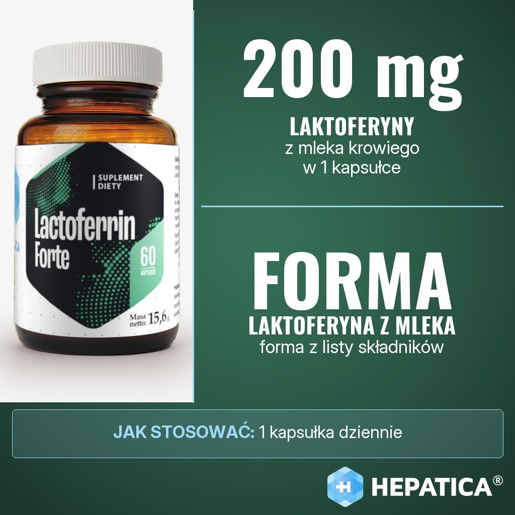 Hepatica Lactoferrin Forte: 200 mg laktoferyny z mleka krowiego w kapsułce