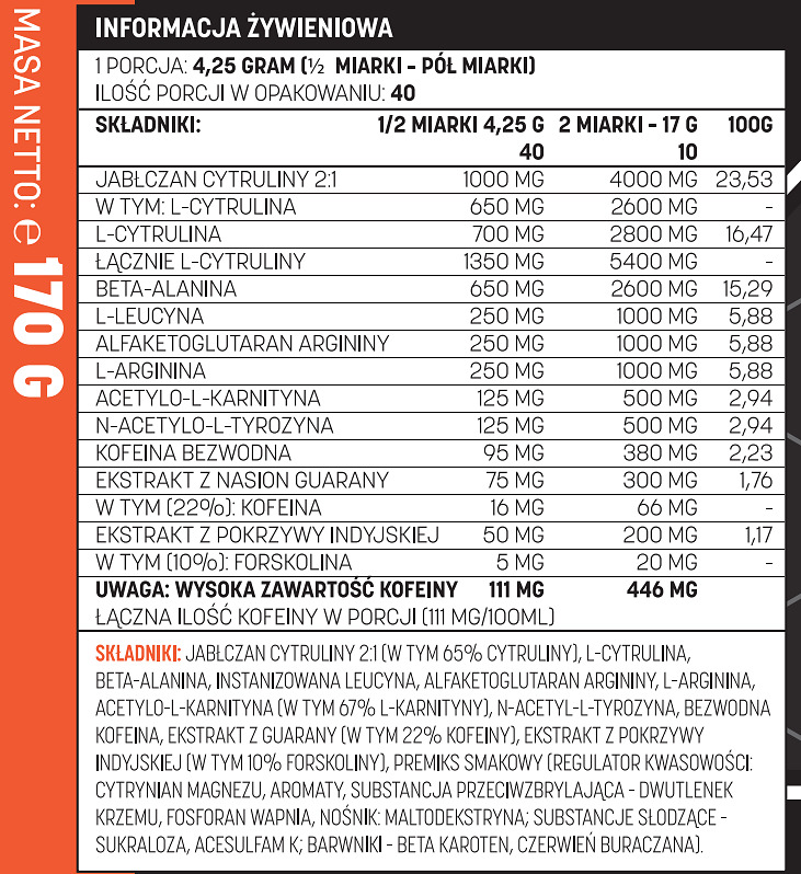 Informacja żywieniowa Testosterone.pl Number One V3