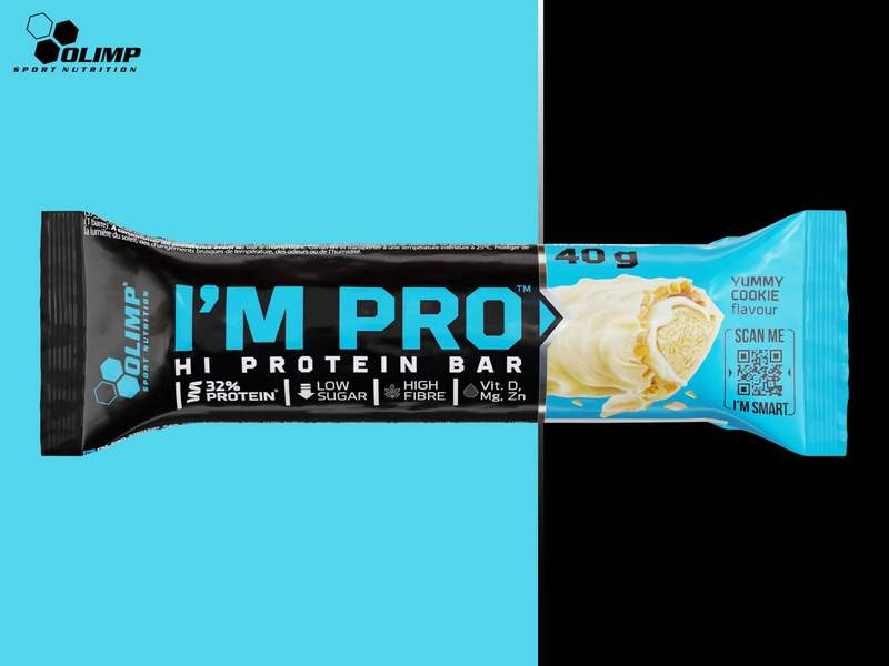 Olimp I'M PRO Protein Bar Yummy Cookie: baton 40 g w opakowaniu