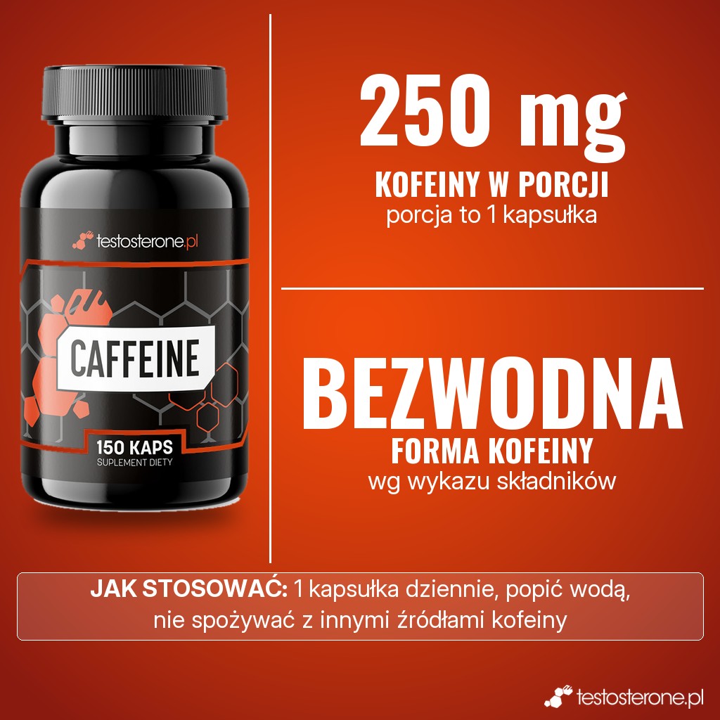 Testosterone.pl Caffeine: 250 mg kofeiny bezwodnej w 1 kapsułce