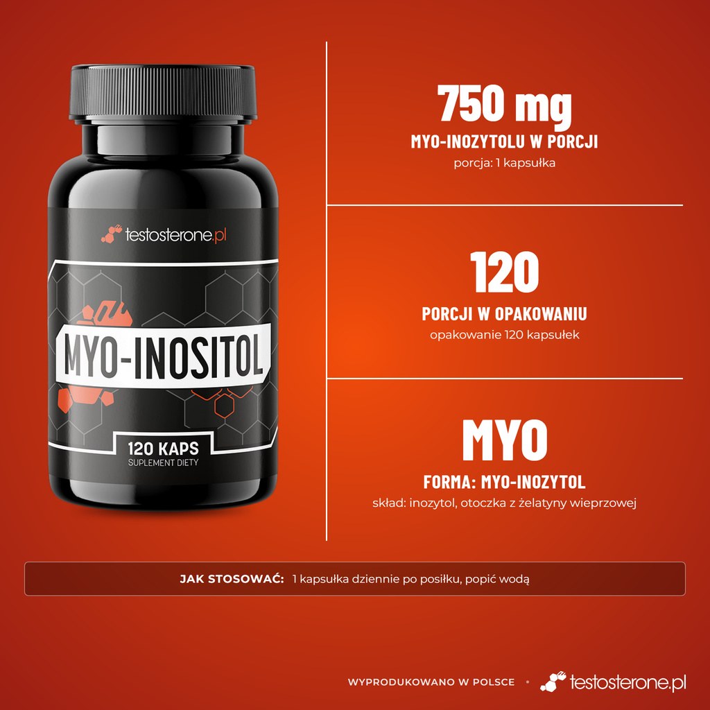 Testosterone.pl Myo-Inositol 120 kapsułek: 750 mg myo-inozytolu w kapsułce, 120 porcji