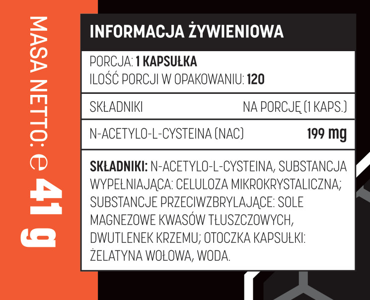 Informacja żywieniowa Testosterone.pl NAC