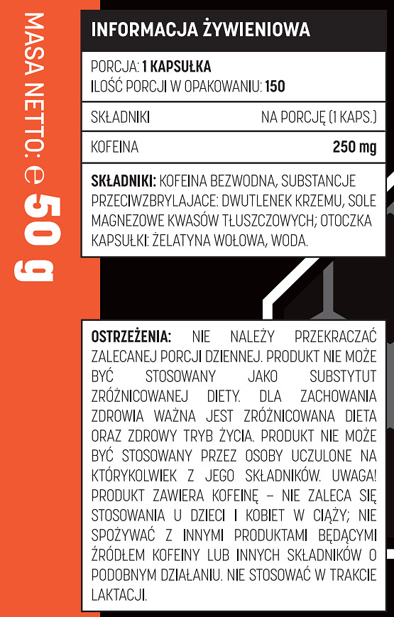 Informacja żywieniowa Testosterone.pl Caffeine