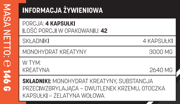 Etykieta Testosterone.pl Creatine, 168 kapsułek